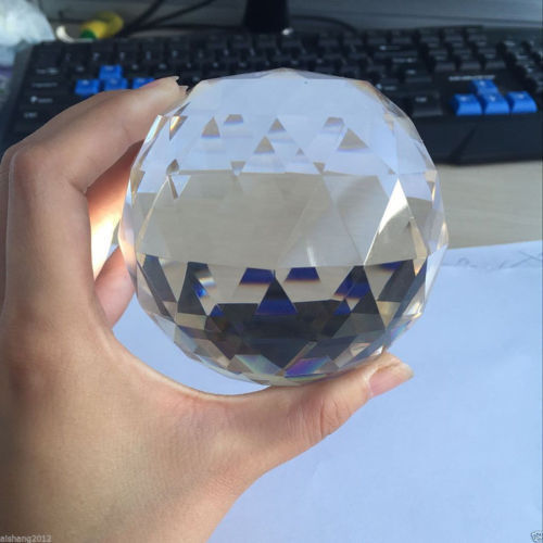 Clear Cut Crystal Sphere 100mm Faceted Gazing Ball Prisms Suncatcher Home Decor
