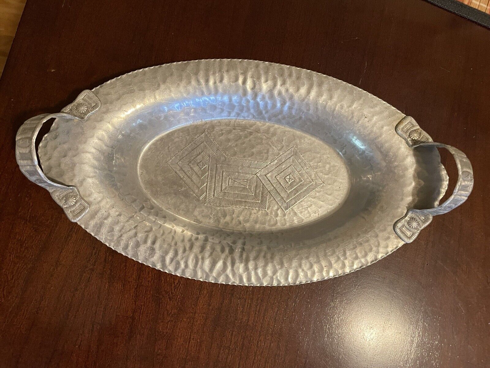 vintage hammered aluminum Oval Platter