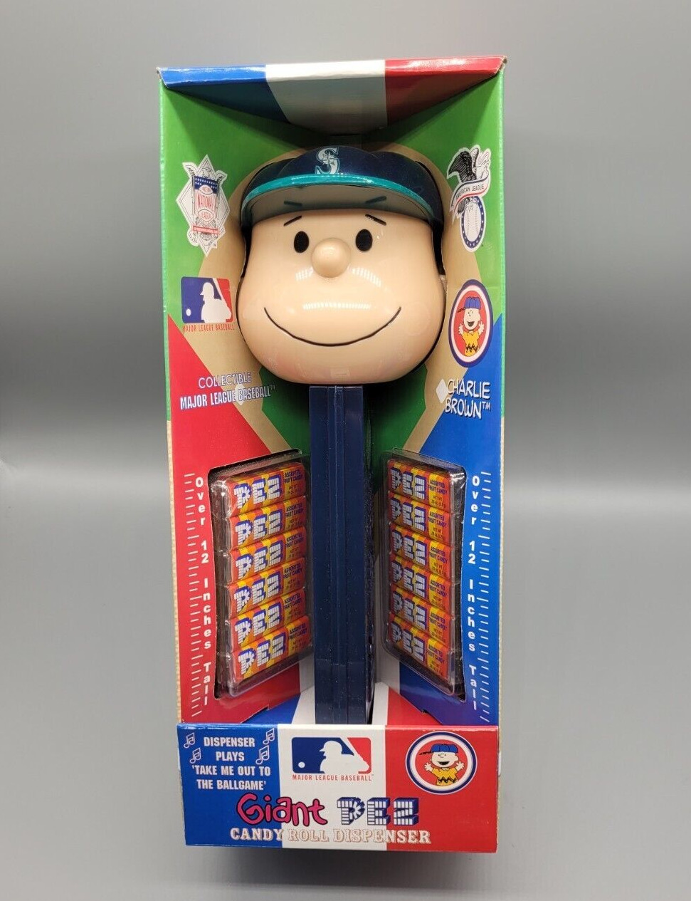 2003 Seattle Mariners MLB Charlie Brown Peanuts Giant Pez Candy Roll Dispenser