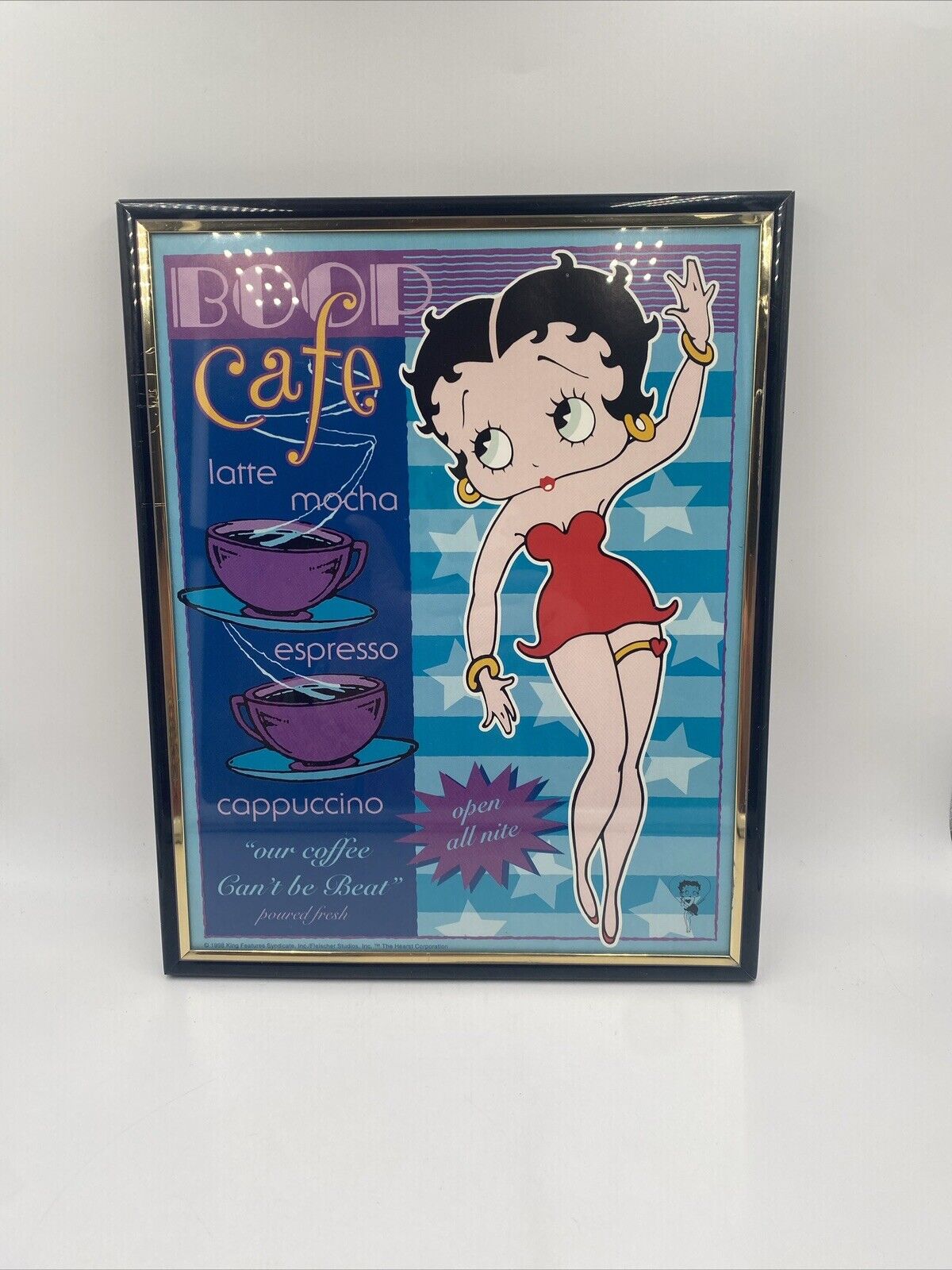 Vtg Framed 8x10 Betty Boop Cafe Poster