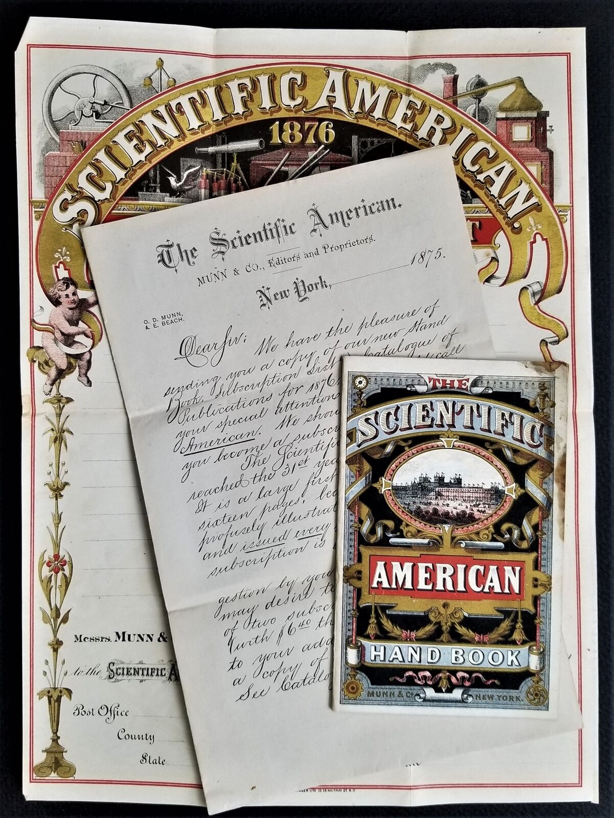 LOT 1876 antique SCIENTIFIC AMERICAN ADS calendar illum subscription list prices