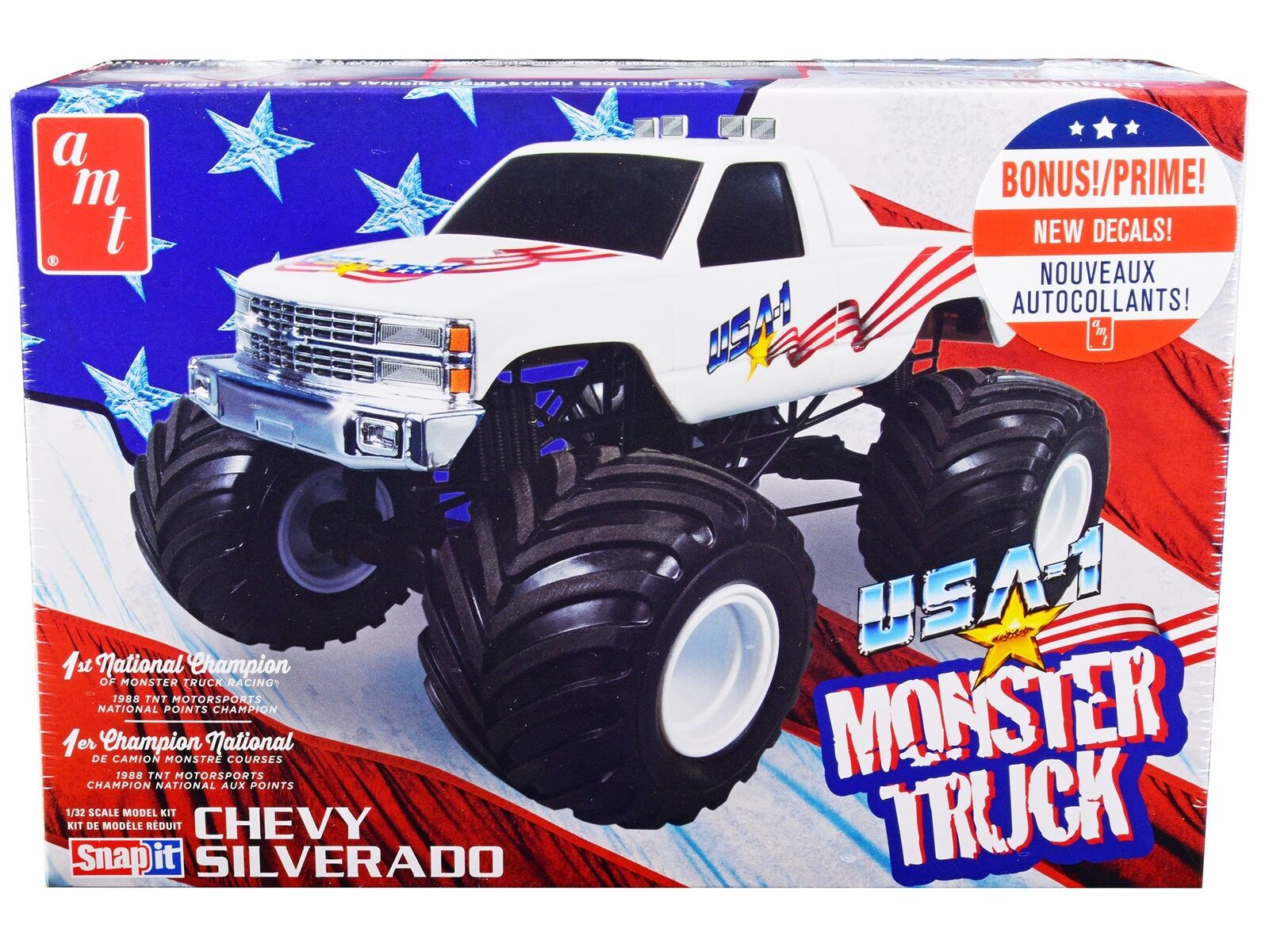 Skill 1 Snap Model Kit Chevrolet Silverado USA-1 Monster Truck 1/32 Scale Model