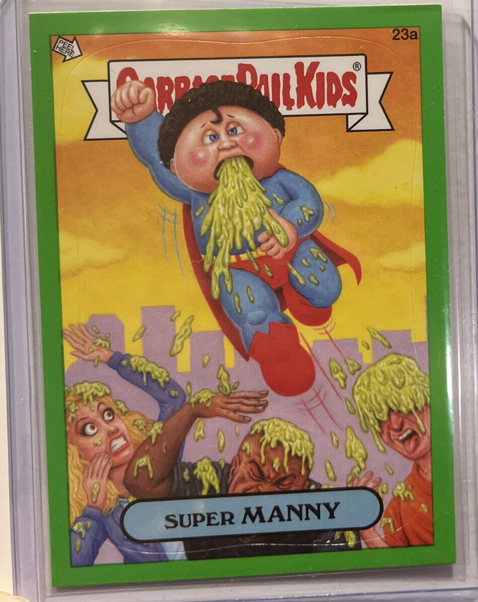 2012 Topps Garbage Pail Kids Series 1 Card #23a Super Manny GREEN BOARDER (read)