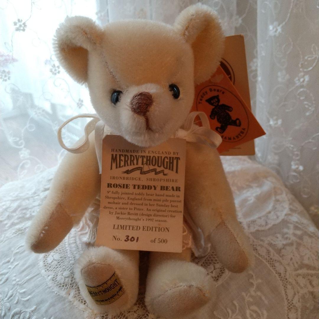 Merry Thought Rosie Teddy Bear 1992 White Clothes Limited Edition With Tag Used