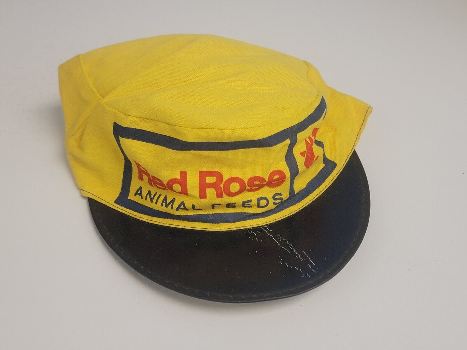 Vintage Red Rose Animal Feed Hat Skull Cap LYKENS VALLEY ROLLER MILLS Yellow