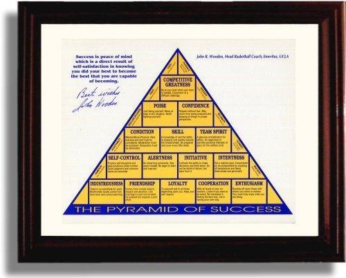 Framed 8x10 John Wooden UCLA Autograph Promo Print - Pyramid of Success