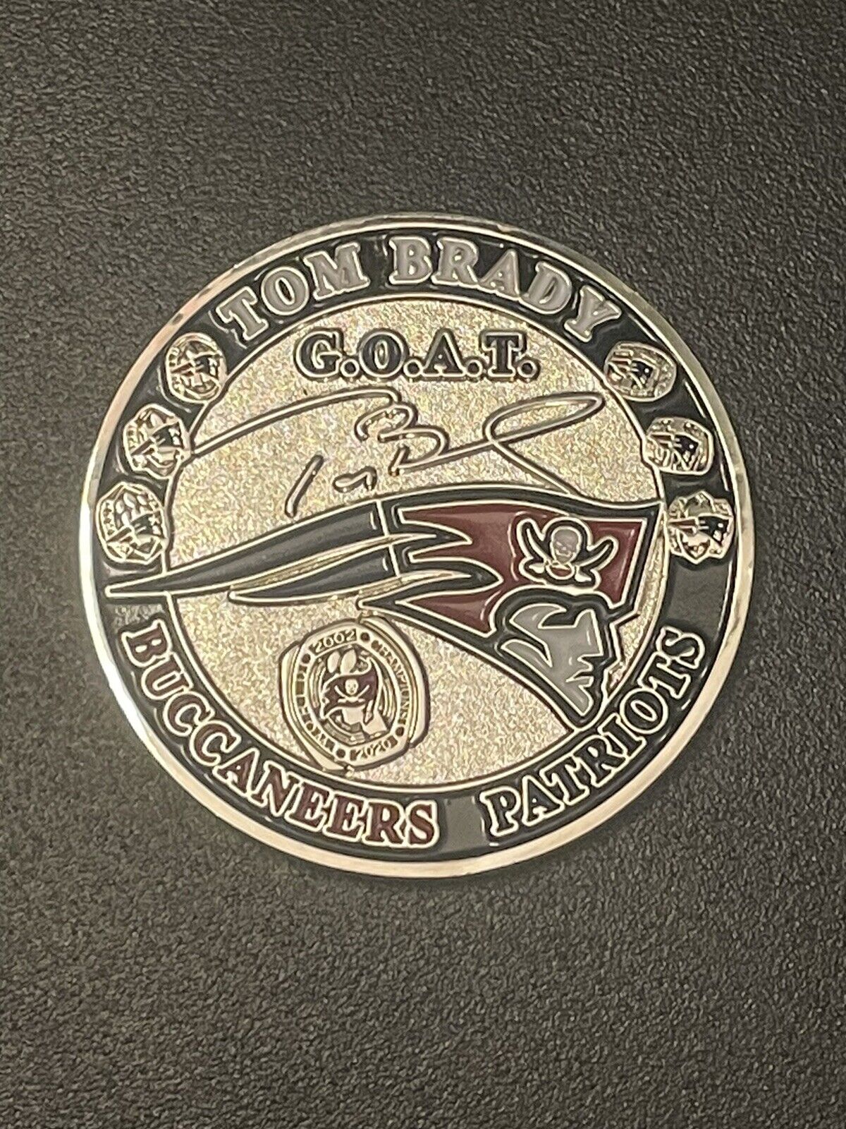 Tom Brady GOAT Challenge Coin Buccaneers/Patriots Super Bowl Champ/ MVP