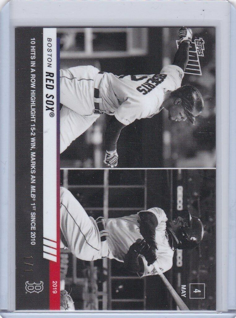 2020 Topps Now Platinum B&W #177BW Redsoxs 10 hits in a row 1/1