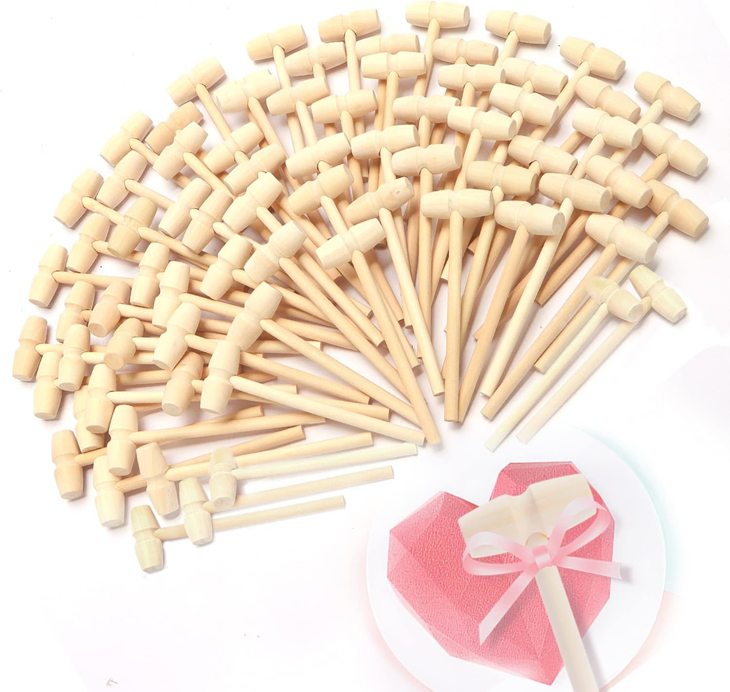 Wooden Hammers for Breakable Heart Hammer x75, Small Wooden Mallet, Mini Wooden