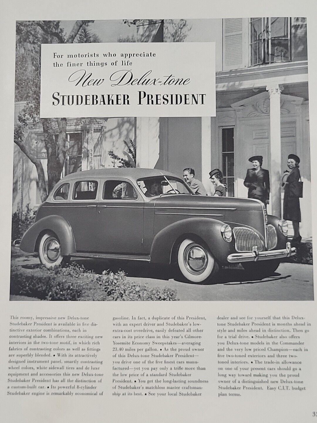 1940 Studebaker President Automobile Fortune Magazine WW2 Print Ad Delux-tone