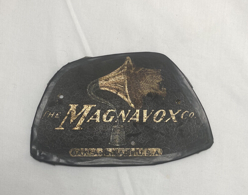 RARE Antique The Magnavox Co Vtg Radio Phonograph Logo Piece / Decal Part