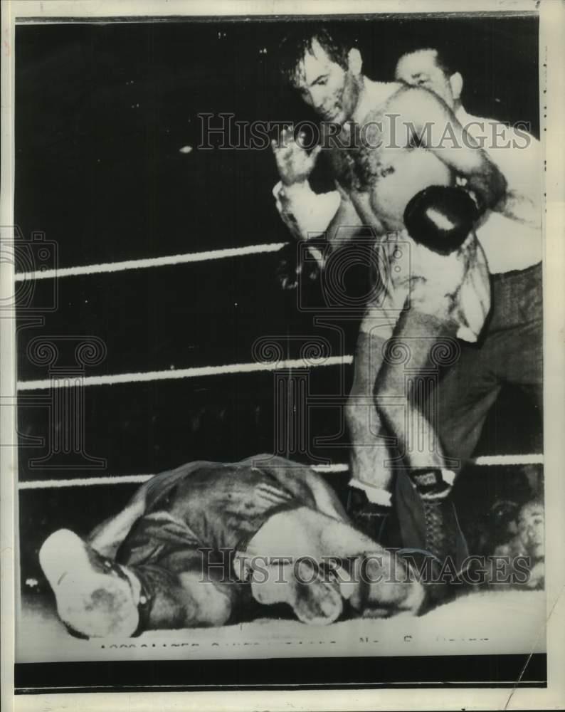 1959 Press Photo World Flyweight Champion Pascual Perez Beats Sadao Yaoita