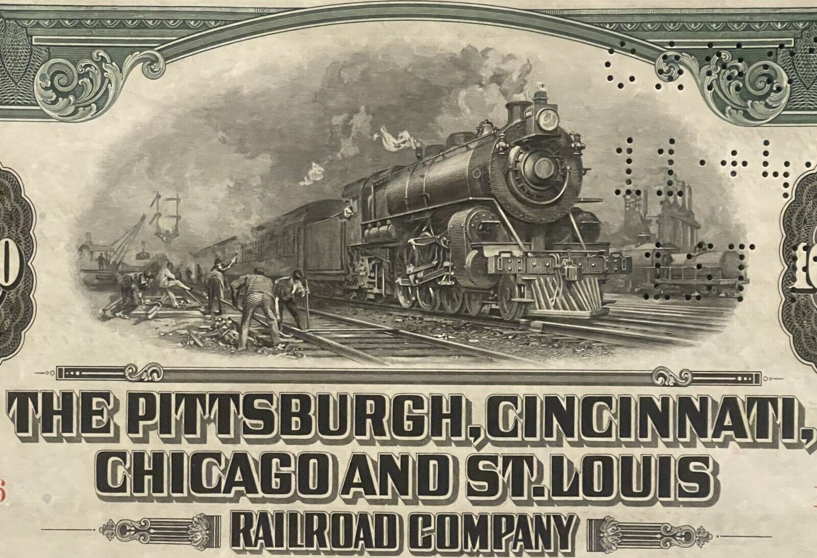 Vintage 1944🚂 Pittsburgh Cincinnati Chicago St. Louis Railroad Bond Certificate