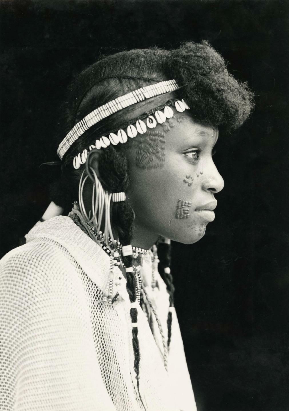c. 1970\'s African Tribal Woman with Scarification Photograph ETHNOGRAPHIC