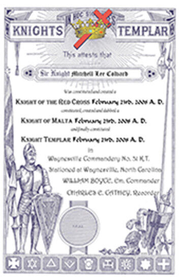 PERSONALIZED Knights Templar Certificate art print ring da vinci davinci code 