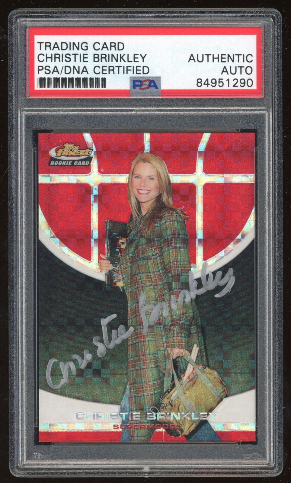 CHRISTIE BRINKLEY 2005-06 TOPPS FINEST #105 RED REFRACTOR Autograph 101/139 PSA