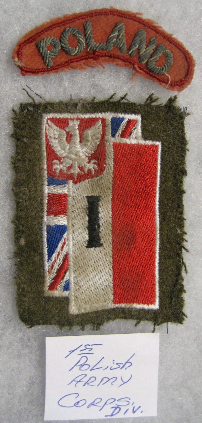 Poland Polish Army 1st Corps Division & title POLAND patches, ww2