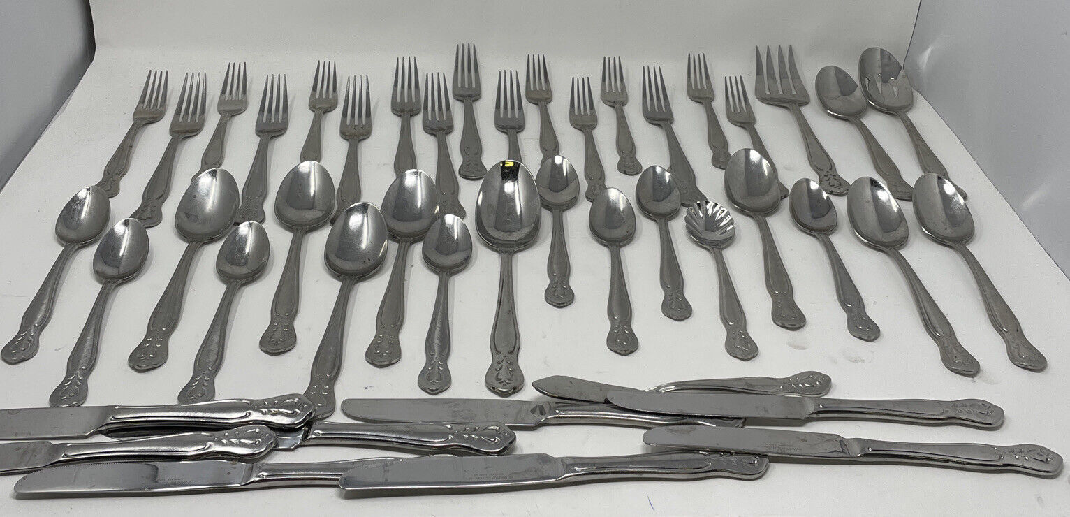 45pc Hampton Silversmiths AMERICANA CLASSIC Stainless Serving For 8 Flatware