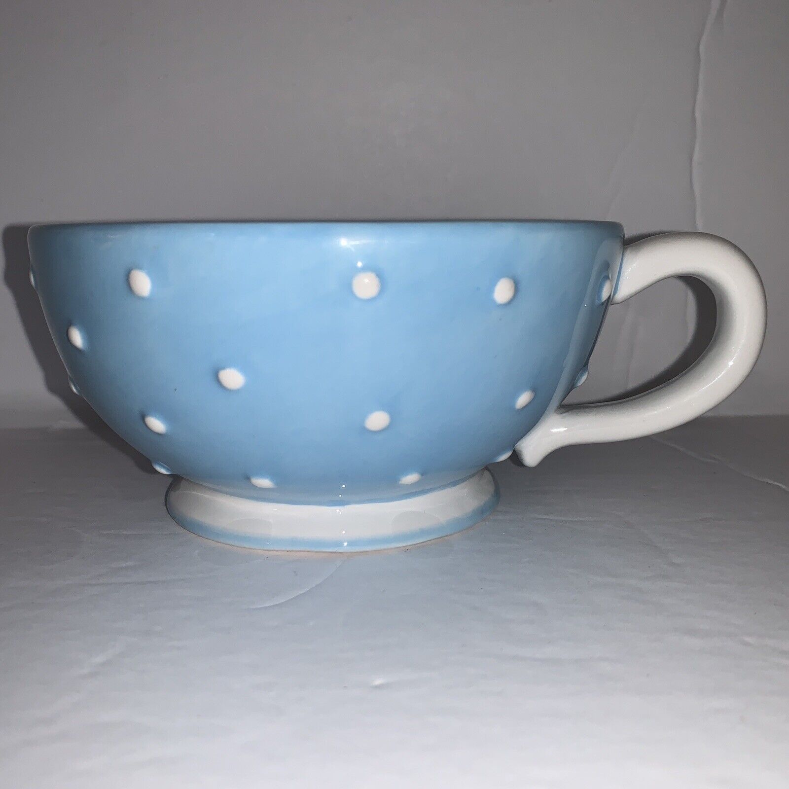 Susan Branch Coffee Mug 2002 Michel & Company Light Blue White Dots “Hi Mom”