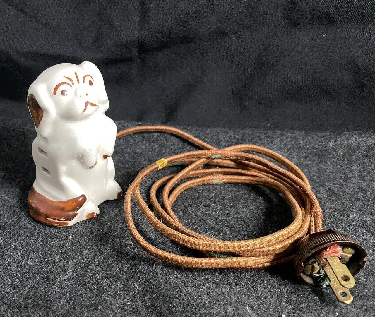 RARE NICE Vintage Alec Tri Pup Figural Dog Extension Cord Splitter 1930s WORKS