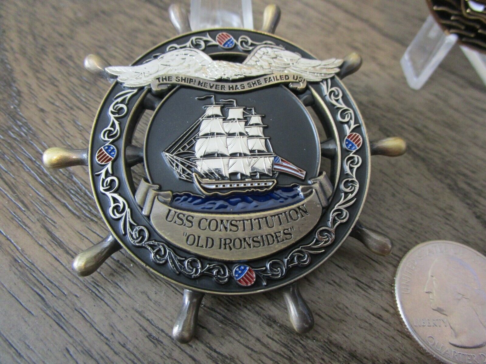 USS Constitution Old Ironsides Navy Chief CPO Ship Wheel USN Challenge Coin 