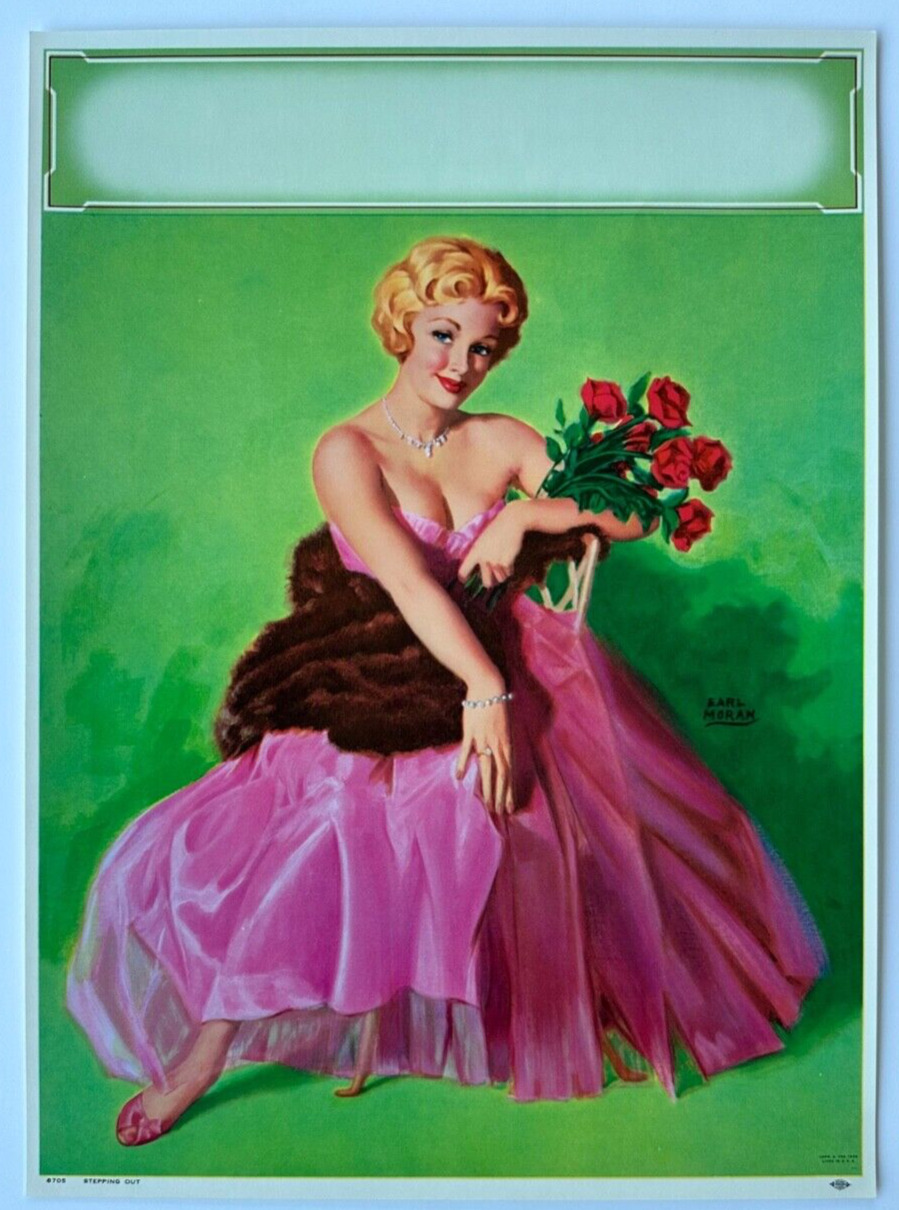 Stepping Out, Vintage 1959 Earl Moran 12x16.5 Pin-Up Print Beautiful Blonde