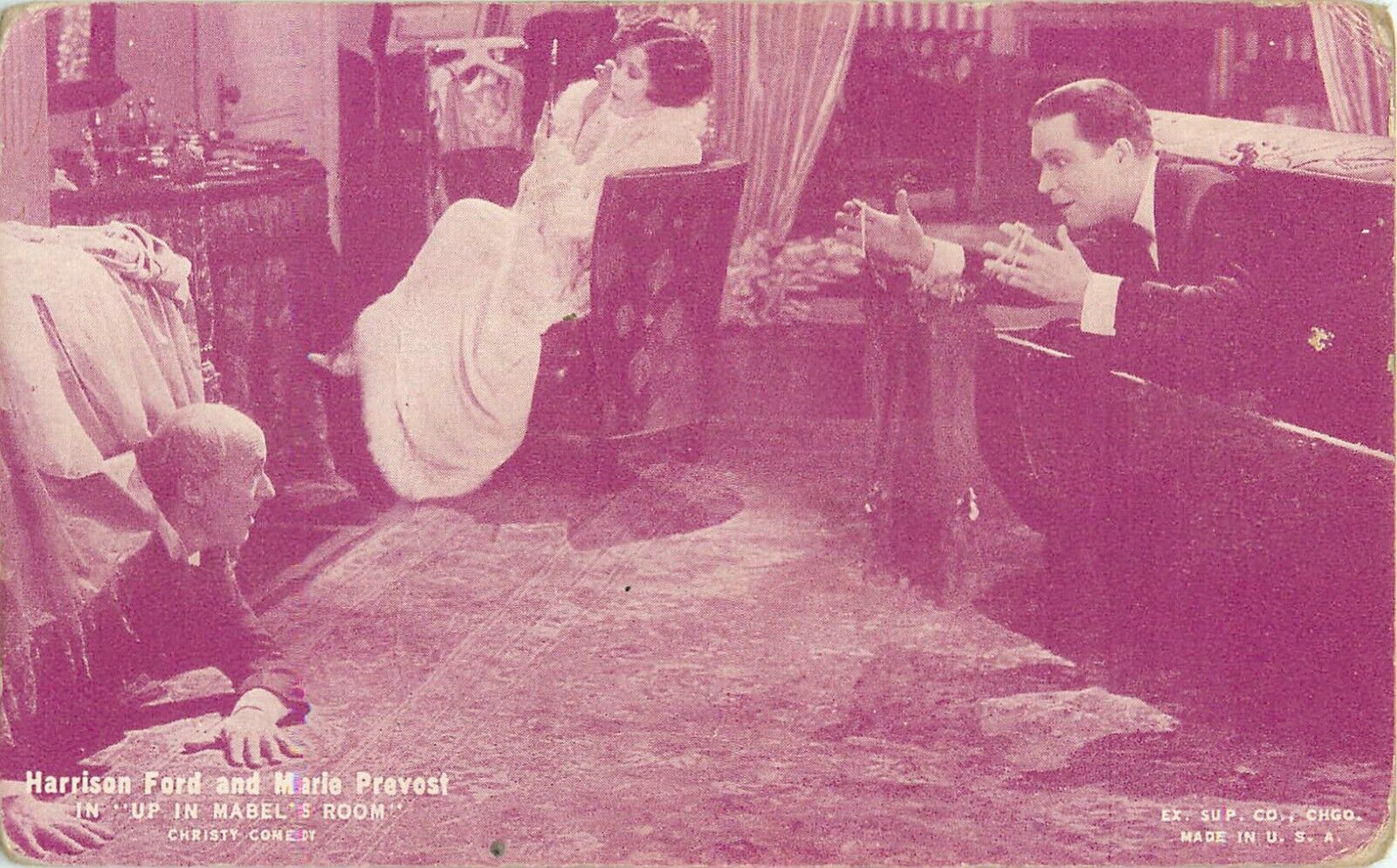 Marie Prevost Harrison Ford in 1926 Film Up in Mabel's Room Arcade Card Postcard