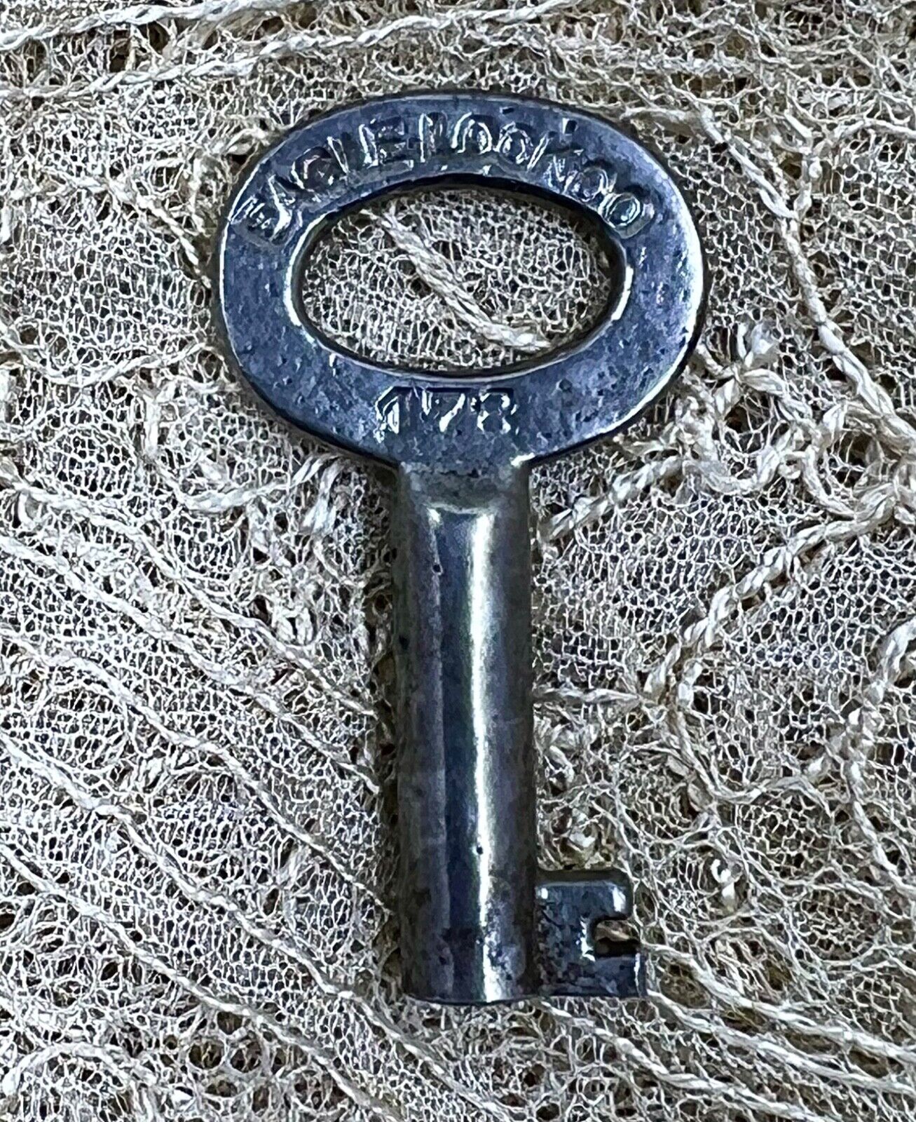 Vintage Eagle Lock Co. “178”, Small Open Barrel Cabinet Key, Original