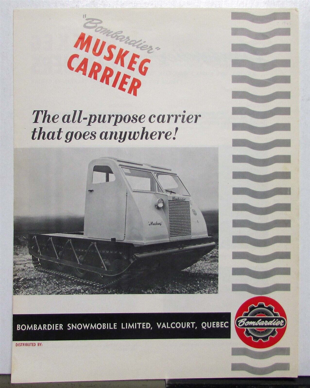 1960s Bombardier Muskeg Carrier Snowmobile Specifications Sales Folder CANADIAN