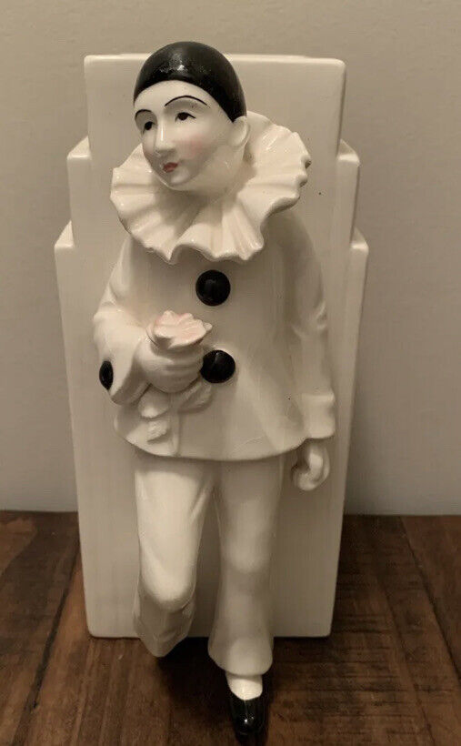 Taste Setter By Sigma Harlequin Pierrot White Clown Vase Ceramic Vintage Japan
