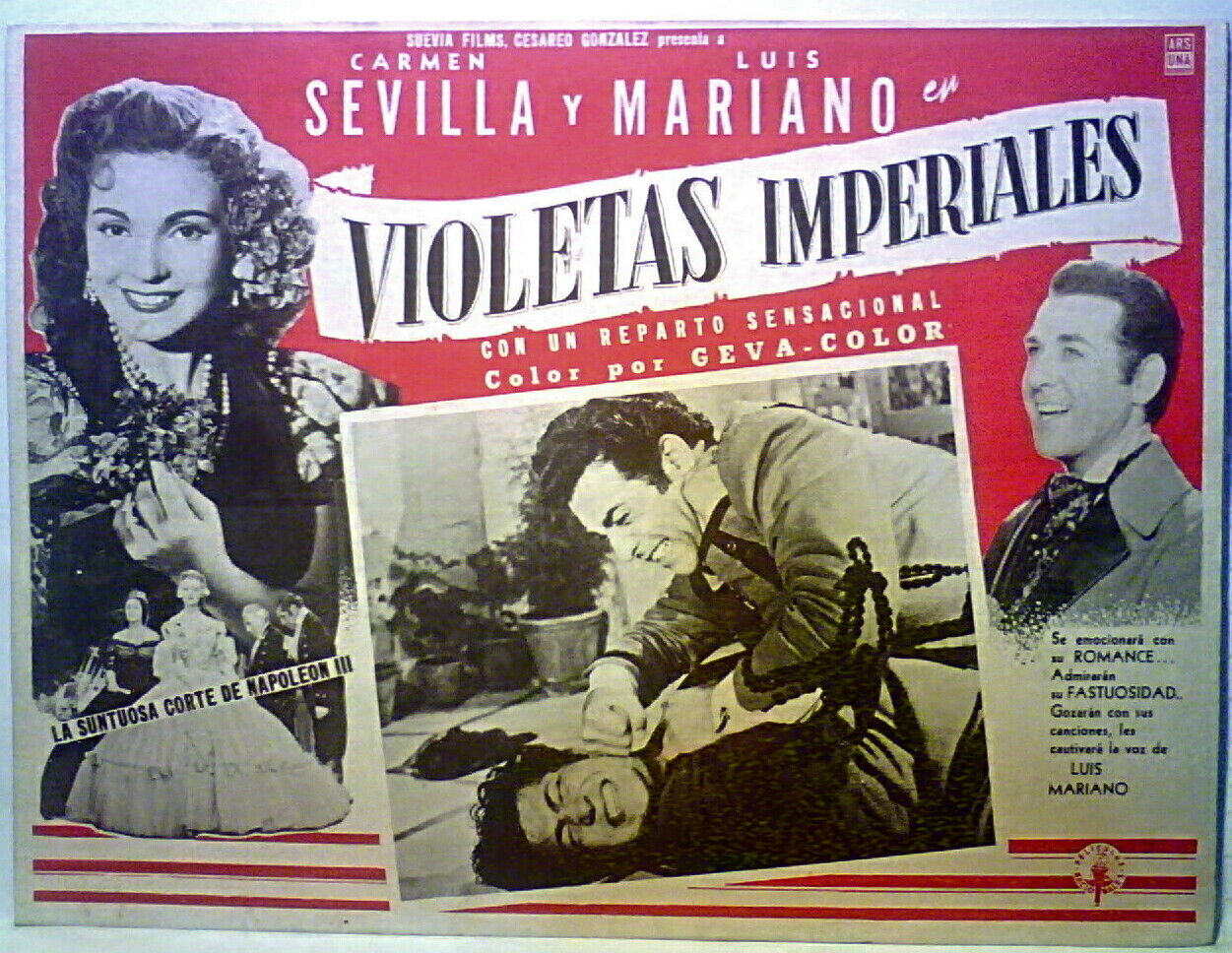 VIOLETAS IMPERIALES Carmen Sevilla, Luis Mariano ORIGINAL LOBBY CARD, \'52