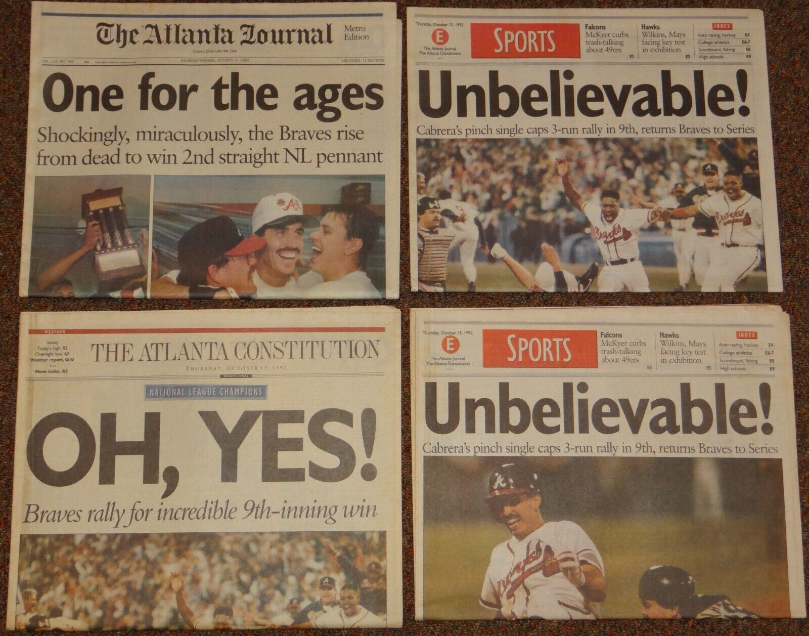Atlanta Braves 1992 NLCS Champs  Sid Bream Slide Journal/Constitution Newspapers