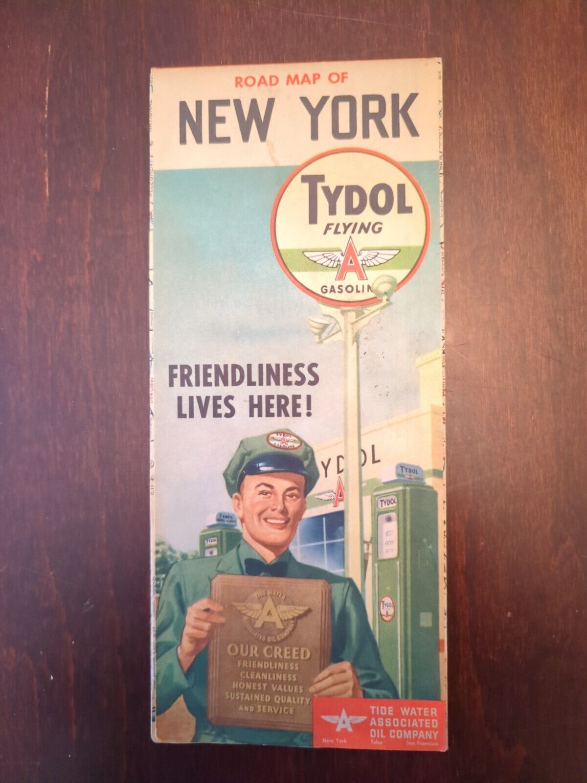 New York Road Map Courtesy of Tide Water Associated Oil Co.  1949 Edition