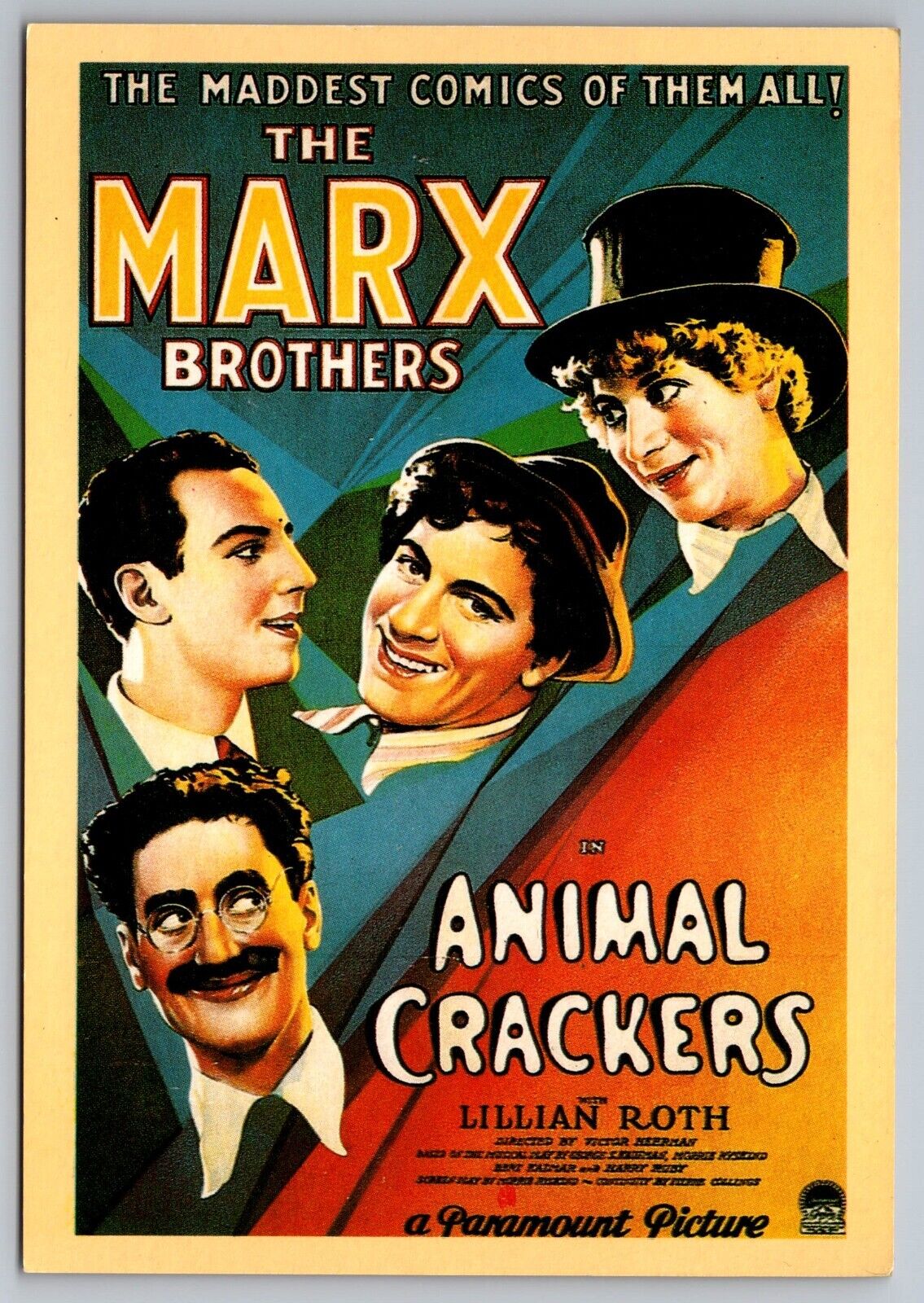 Marx Brothers Animal Crackers Poster unused Postcard perfect for postcrossing