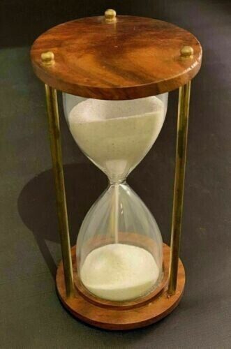 Table Wooden Timer Sand Gift Hourglass Decor Brass Vintage Antique Nautical