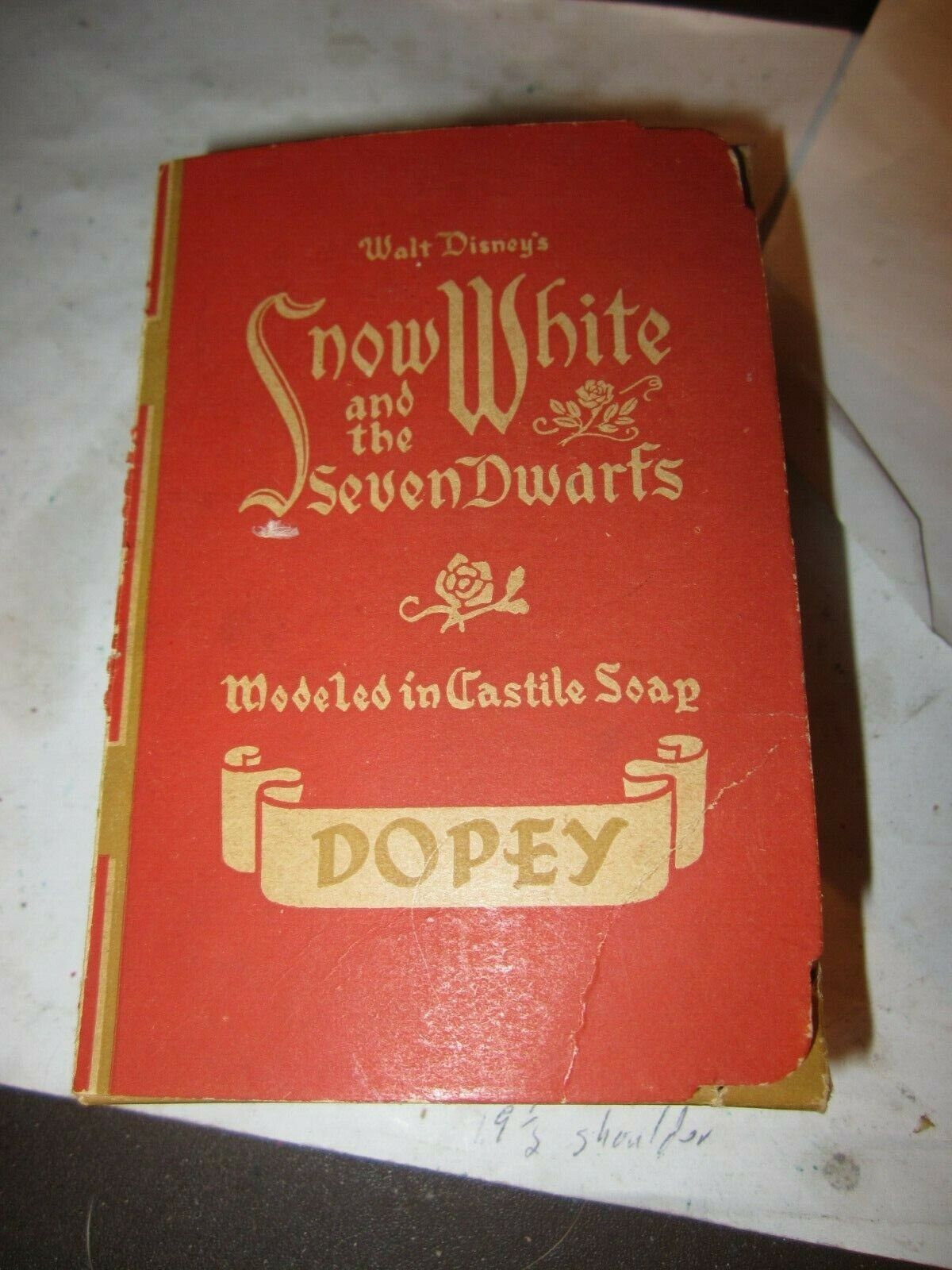 WALT DISNEY'S SNOW WHITE DOPEY SOAP AND BOX LIGHTFOOT SCHULTZ  C. 1930'S