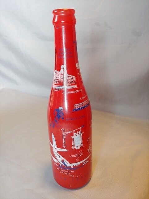 1968 Detroit ABCB Convention Souvenir Soda Bottle Tigers Lions Red Wings