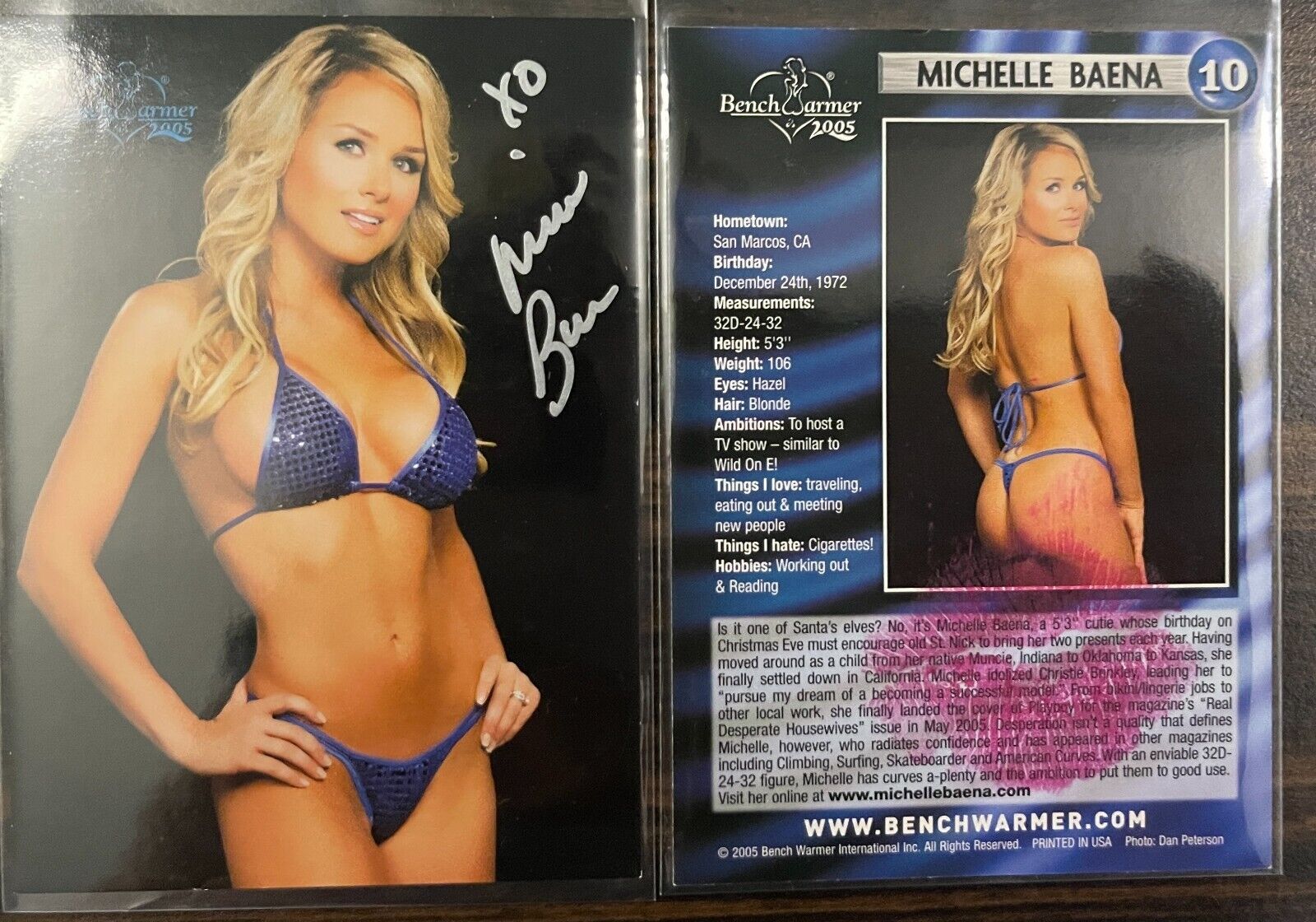 2013 BENCHWARMER CARD MICHELLE BAENA KISS PRINT AND SIGNED 