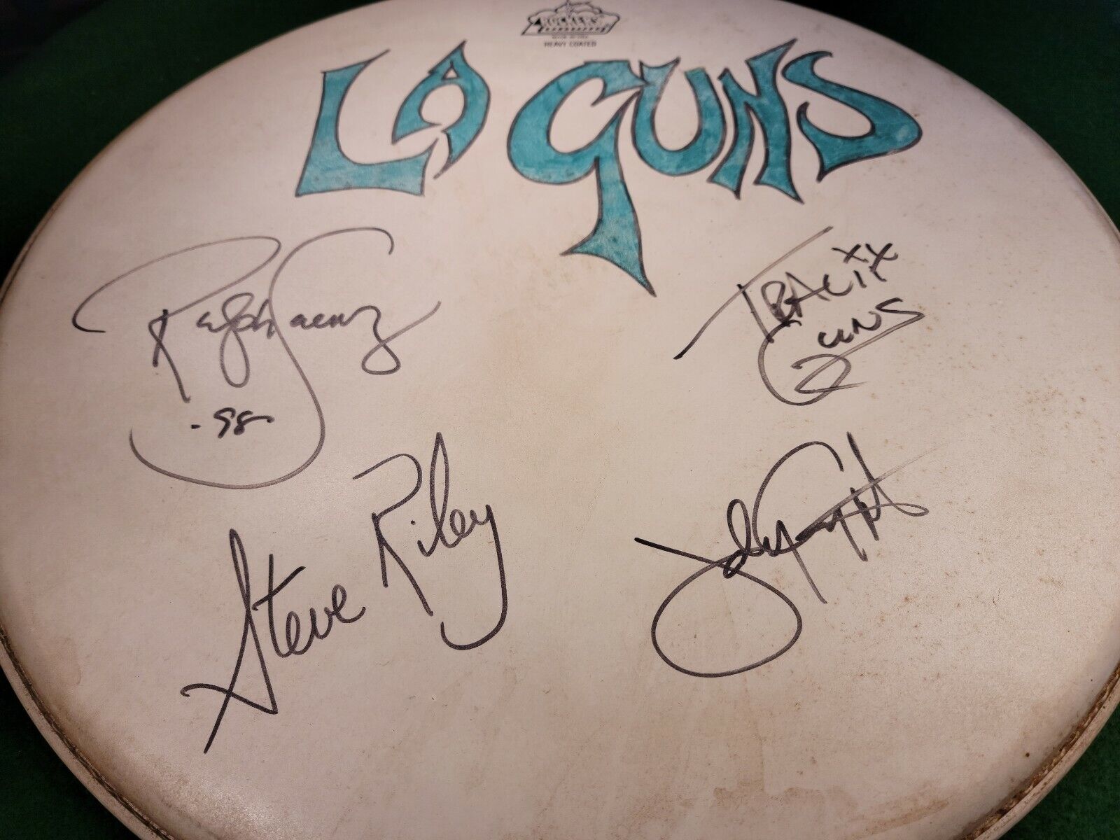 LA GUNS Band Member Autographed ROCKERS LUDWIG Drum Head 1998 