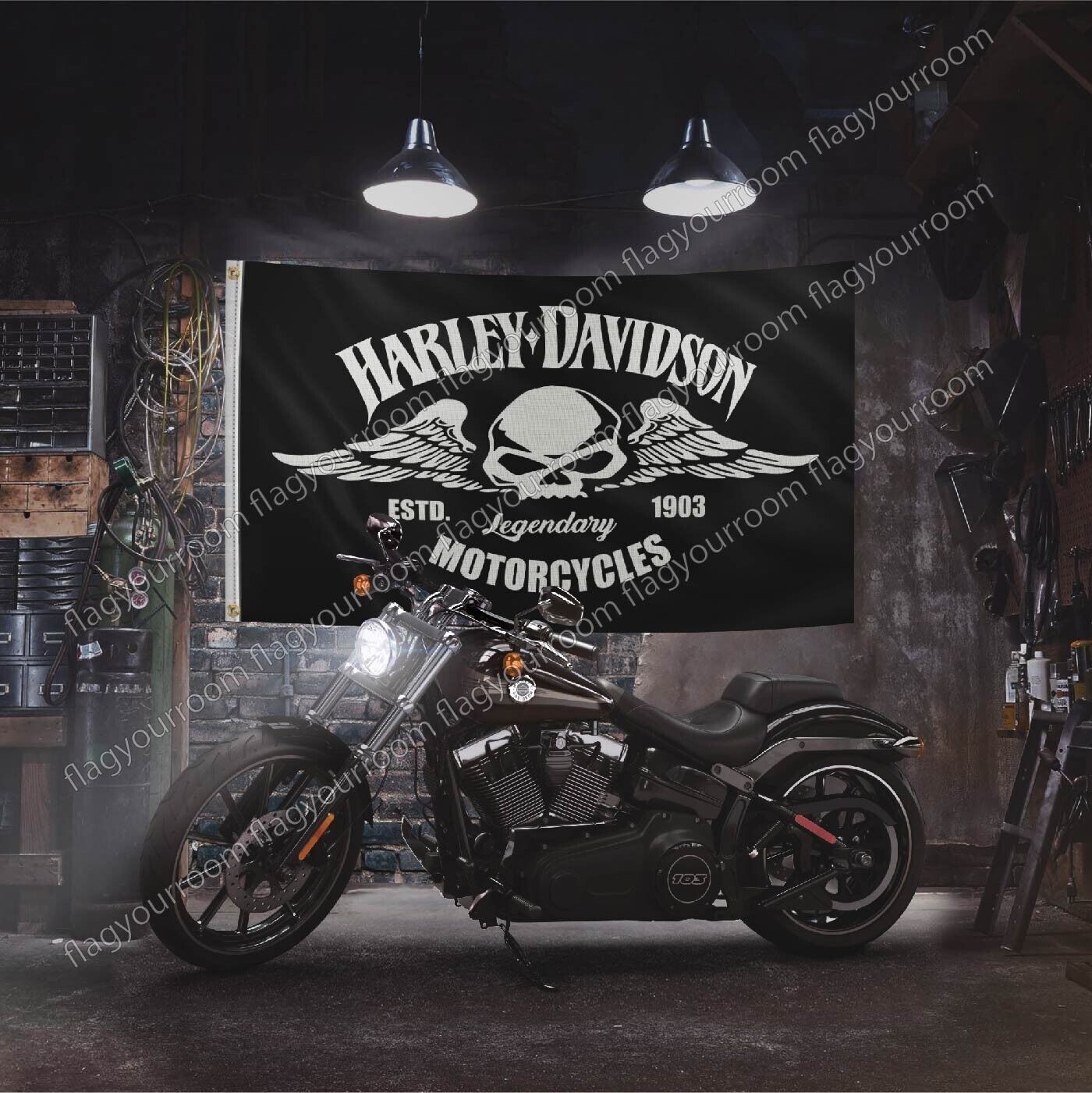 Harley Davidson Motorcycle 3x5 ft Flag Vintage Garden Garage Wall Sign Banner