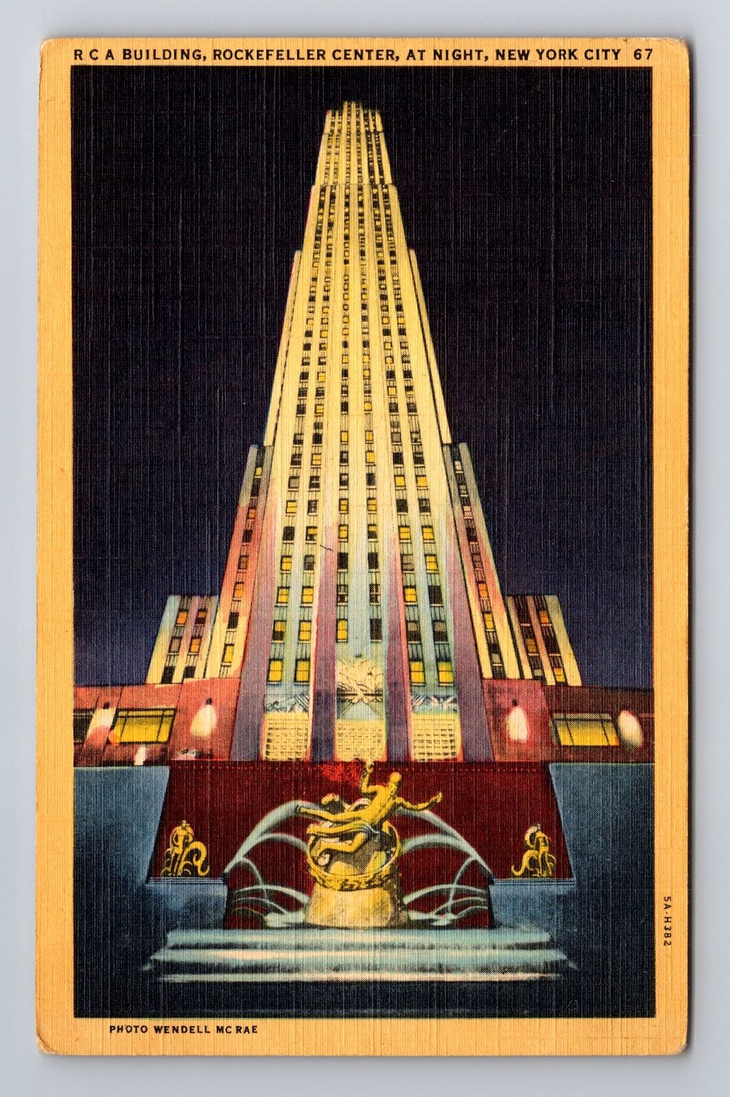 New York NY-New York, RCA Building, Rockefeller Center Souvenir Vintage Postcard
