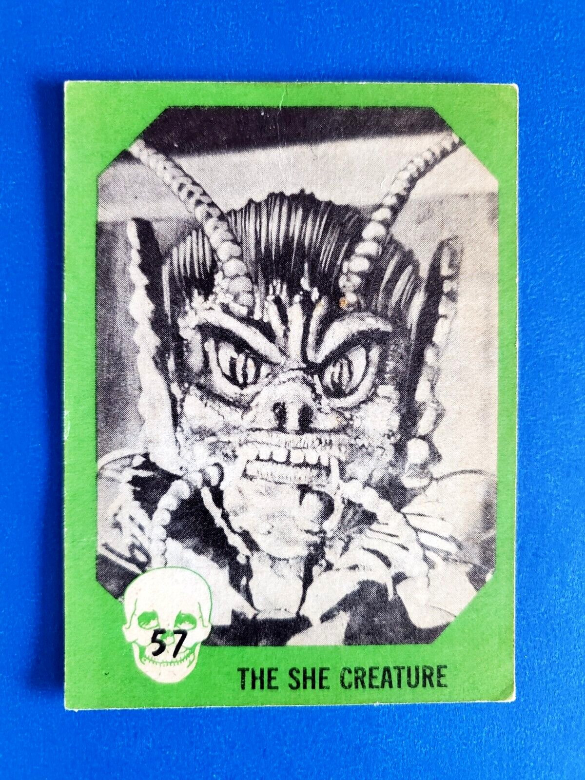 1961 Nu-Card Horror Monster Green Series Card #57 The She Creature - Gray Back
