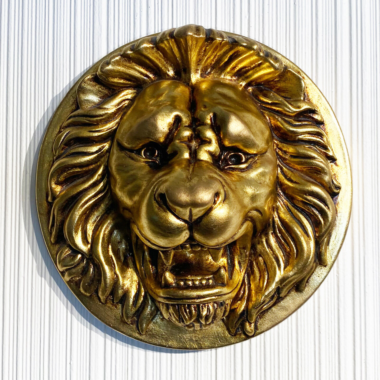 LA GIOIA Vintage Venetian Lion Wall Hanging Plaque Gold Leaf Sculpture Art Mask