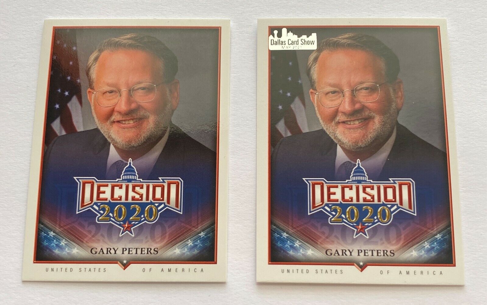 GARY PETERS DECISION 2020 SERIES 2 DALLAS CARD SHOW 578 &  BASE CARD 578