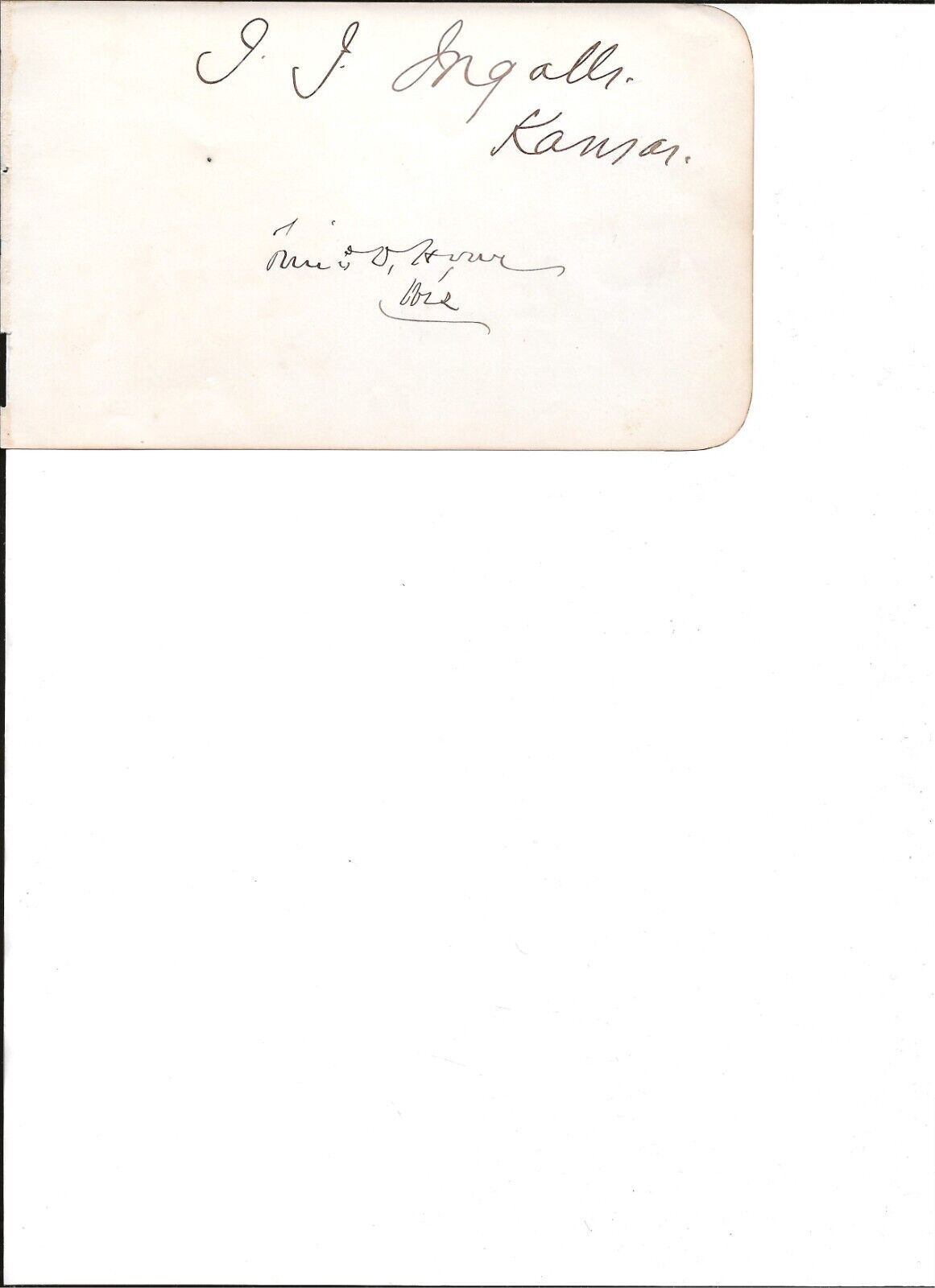Ingalls & Howe U. S. Senators autographs 45th Congress 1877-1879