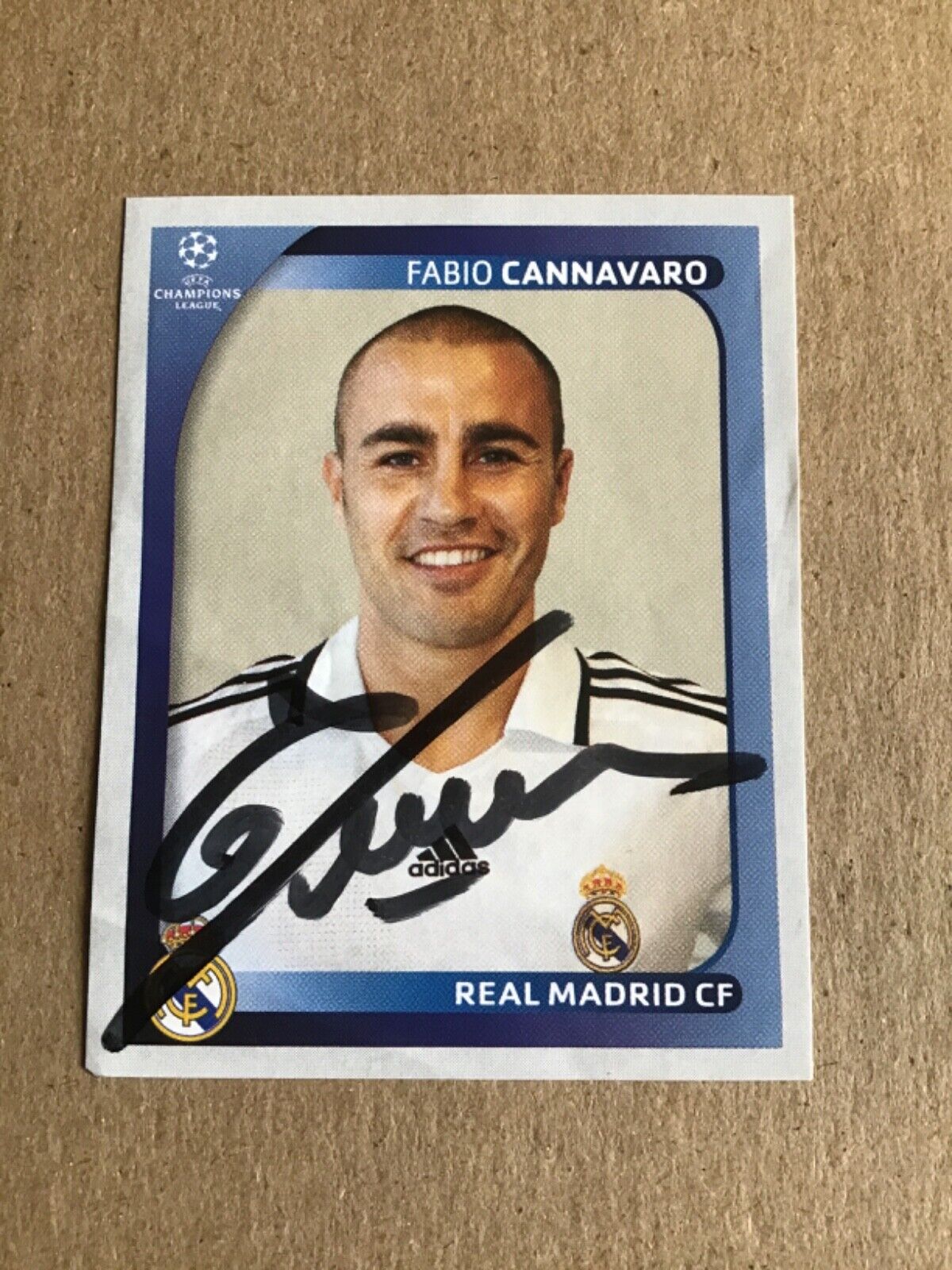 Fabio Cannavaro, Italy 🇮🇹 Real Madrid Panini CL 2008/09 hand signed