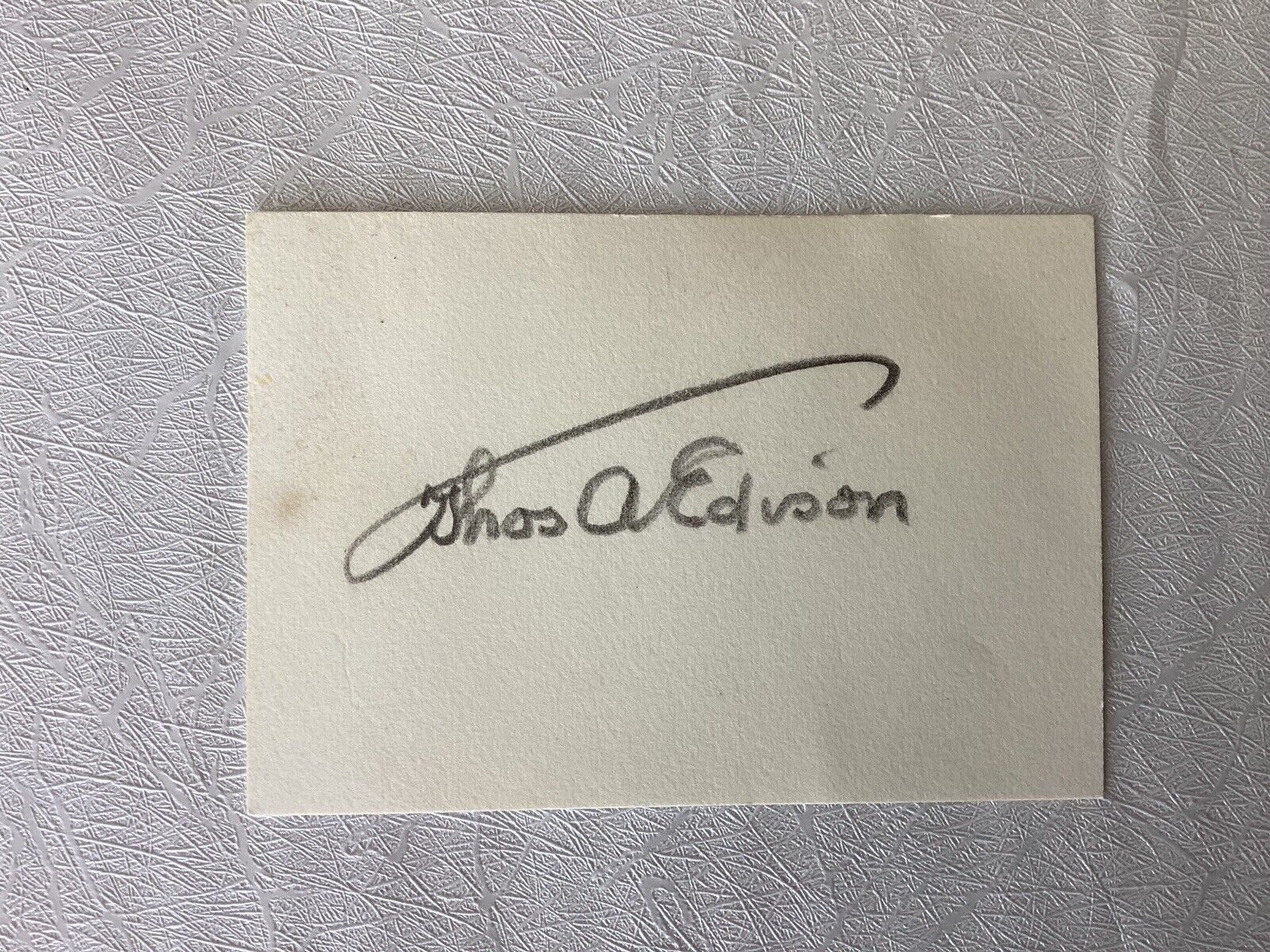 Thomas A Edison Late “Thos” Ink Signature Iconic Umbrella Autograph Cut