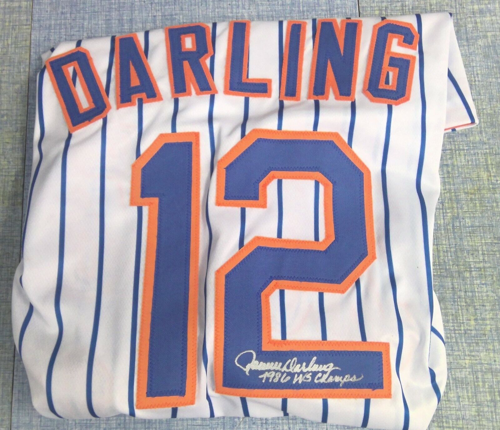 Ron Darling Autographed New York Mets #12 Signed Custom Jersey 86 WS Champs