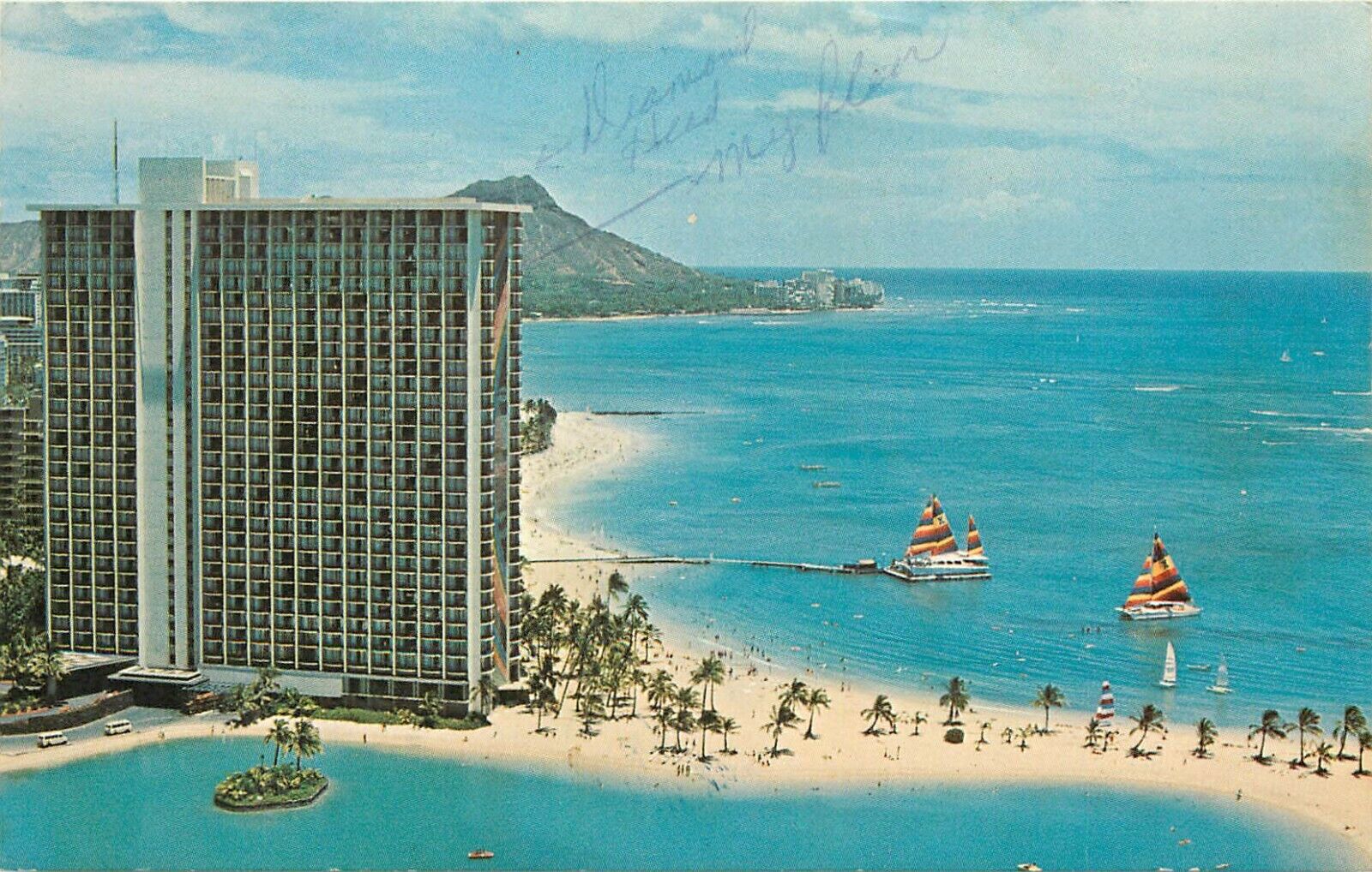Hilton Hawaiian Village Kalia Rd Honolulu Hawaii HI aerial view Postcard