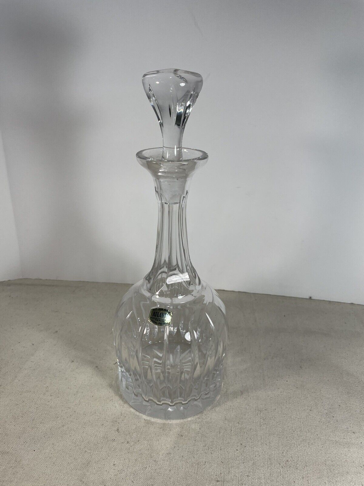 Vintage Atlantis Full Lead Crystal Decanter. Hand Blown &Cut. Made In Portugal.